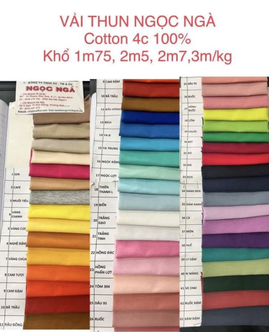 Vải thun Cotton 4 chiều